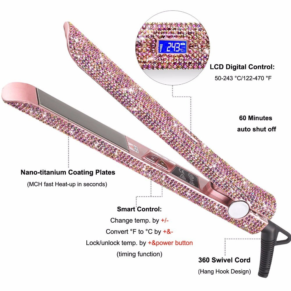 Professional Glitter Hair Flat Iron Titanium Plate Diamond Hair Straightener Crystal Hair Styling Hot Tools Professional Glitter Hair Flat Iron Titanium Plate Diamond Hair Straightener Crystal Hair Styling Hot Tools